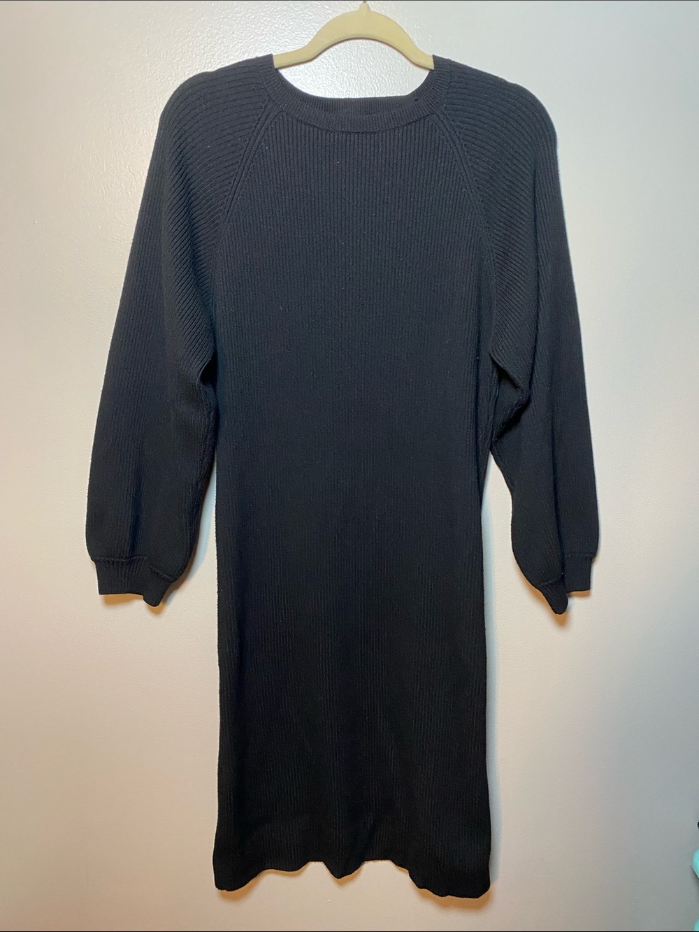 Amuse Society Black Long Sleeve Knit Dress Balloon Sleeve Medium